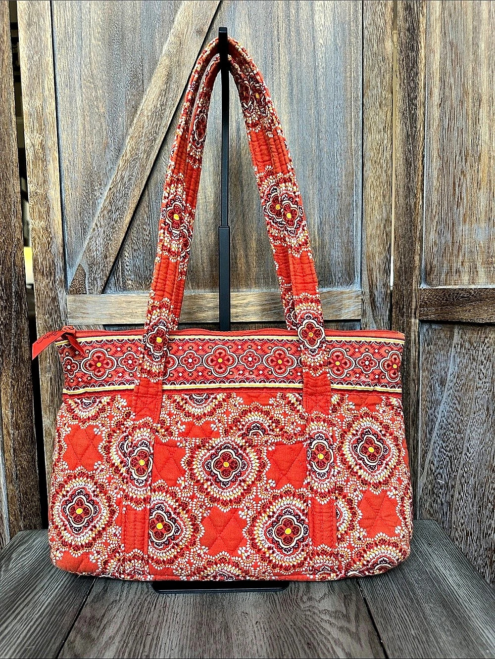Vera Bradley Paprika Quilted Tote Shoulder Bag Vibrant Orange